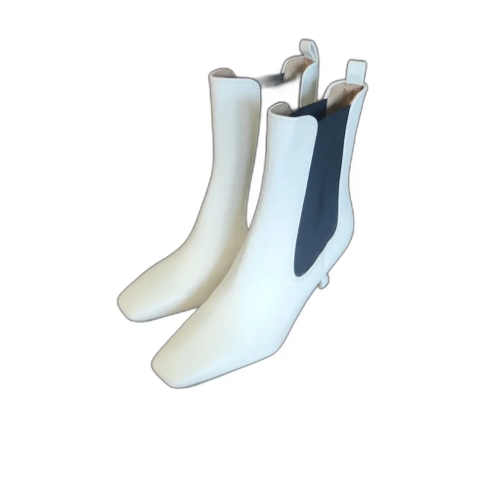 Sam Edelman Lani Leather Chelsea Boots, Ivory, Size 8